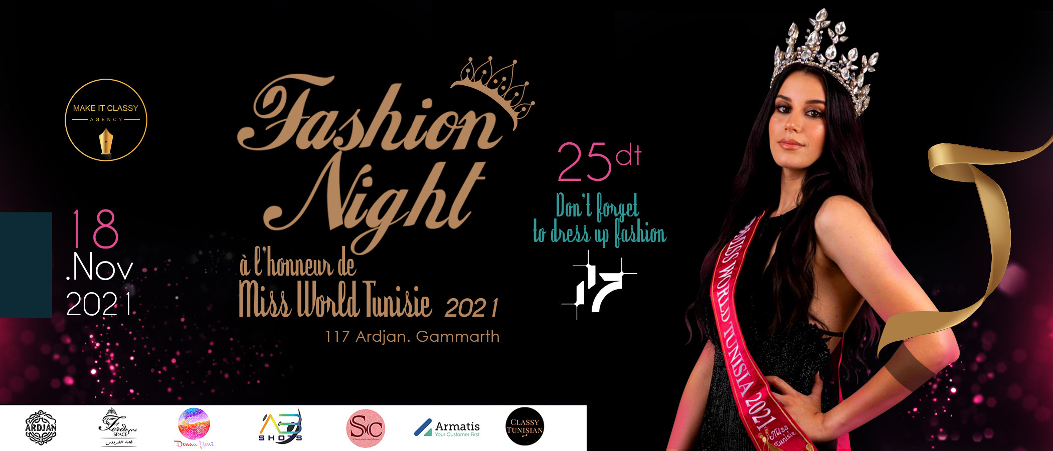 Fashion Night
à l'honneur de Miss World Tunisie 2021